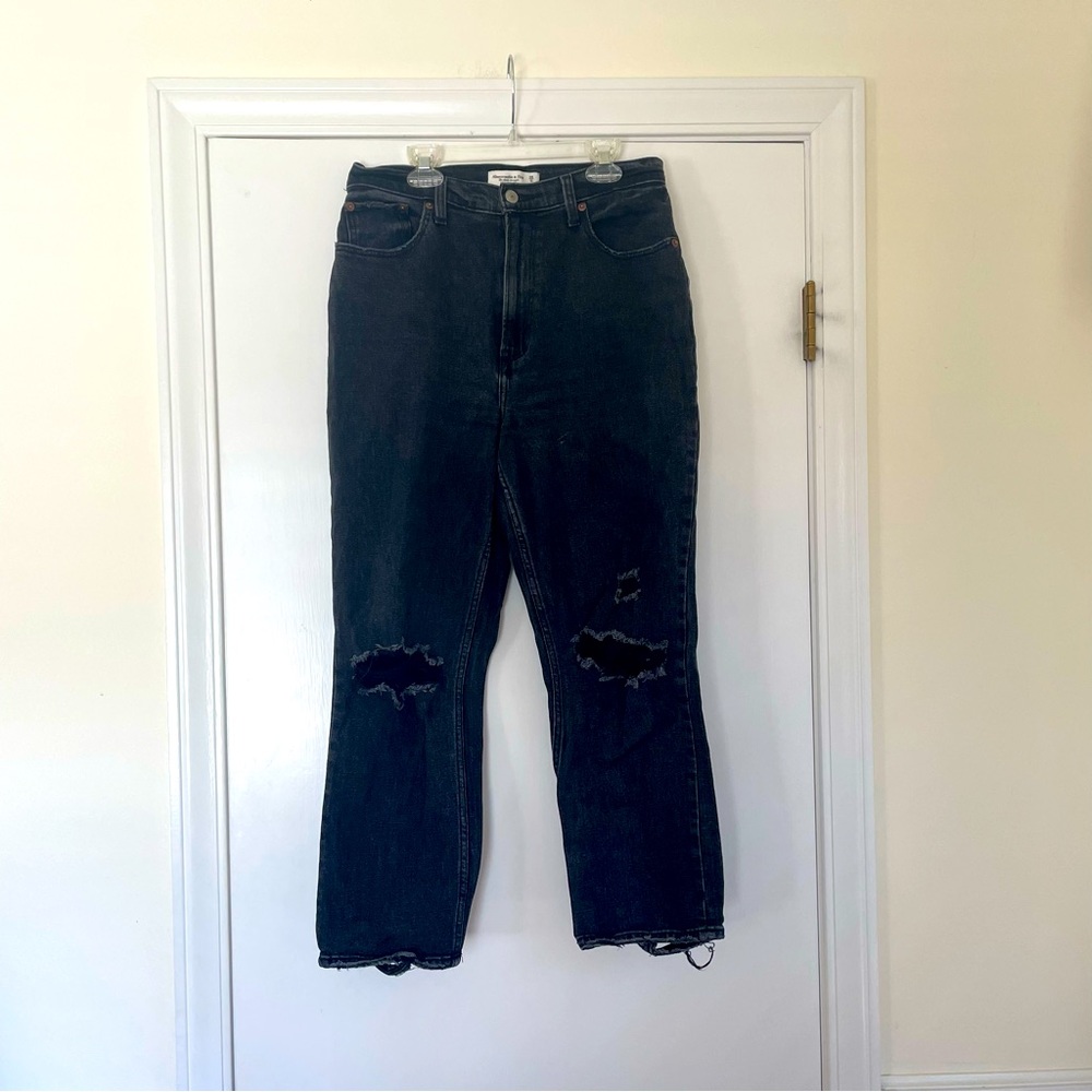 Abercrombie & Fitch Ankle Straight Ultra High rise curve love black jeans